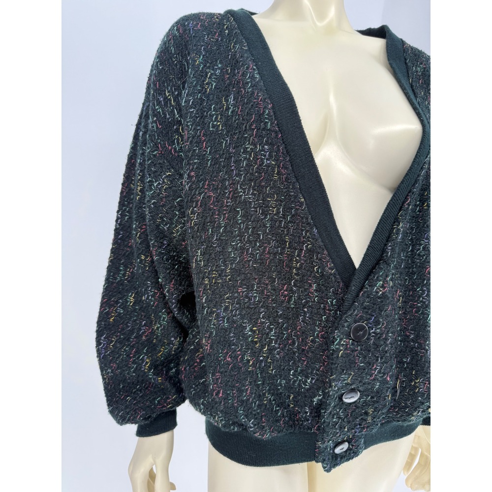 Vintage 80s Nino Foriero by Randy River Confetti Popcorn Cardigan M - Picture 4 of 12